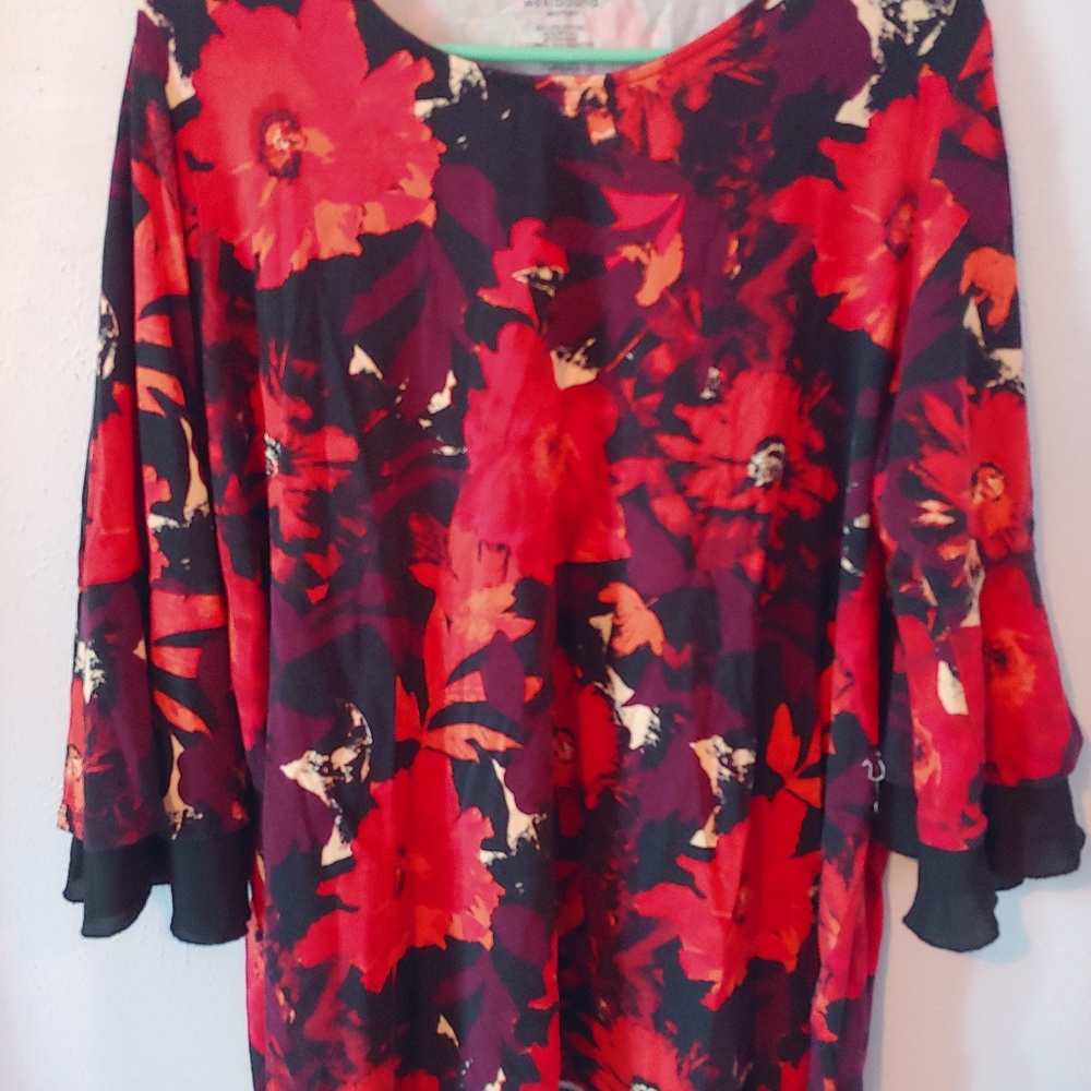 Westbound floral Red, Orange, Purple Top Sz 2X
